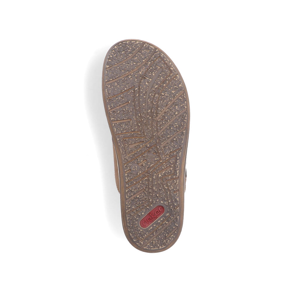 Braune Rieker Herren Pantoletten 21088-25 mit der Komfortweite G. Schuh Laufsohle.