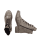 
Armeegrüne Rieker Damen Schnürstiefel 70345-54 mit einer Profilsohle mit Blockabsatz. Schuhpaar von oben.
