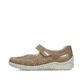 Beige Rieker Ballerinas 48996-62 mit modernen Ziernähten sowie Klettverschluss. Schuh Außenseite.