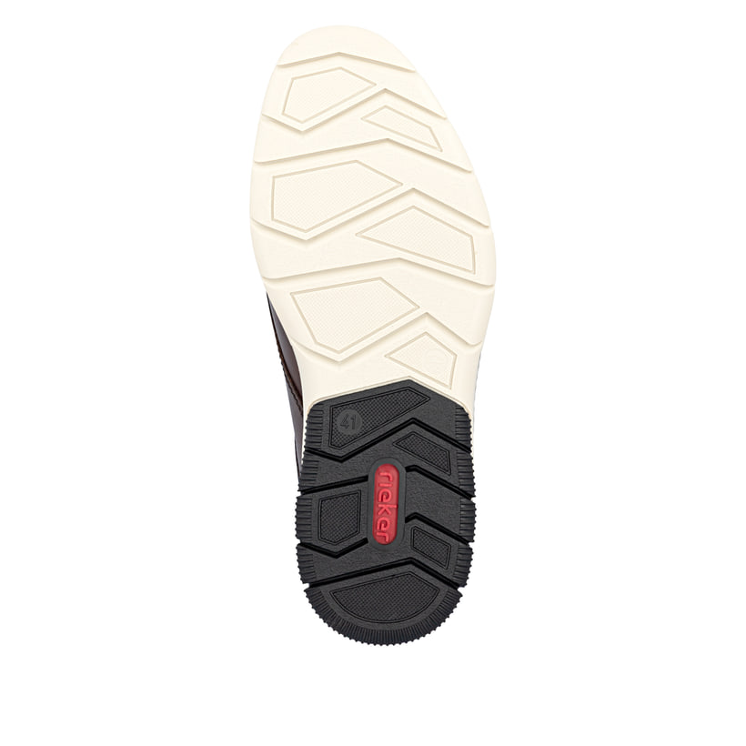 Dunkelbraune Rieker Herren Slipper 14454-26 aus Glattleder mit einem Gummizug. Schuh Laufsohle.