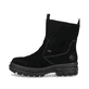 Tiefschwarze Rieker Damen Kurzstiefel X8250-00 mit Flip-Grip Sohle. Schuh Außenseite.