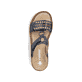 Blaue Rieker Damen Pantoletten 60842-14 mit einem Klettverschluss. Schuh von oben.