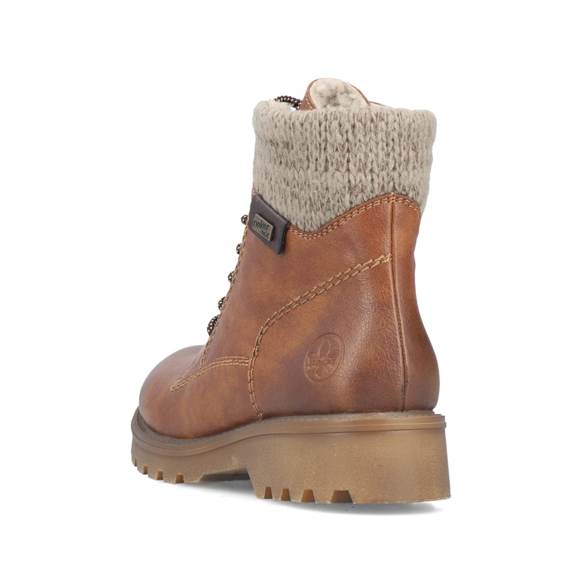 Biker Boots Rieker marron pour femme 73220-24 avec membrane RiekerTEX. Chaussure vue de dessus.