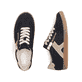 Schwarze Rieker Damen Sneaker Low L9700-00 mit einem Reißverschluss. Schuh von oben, liegend.
