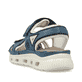 Blaue Rieker Damen Trekkingsandalen 64066-14 mit einem Klettverschluss. Schuh von hinten.