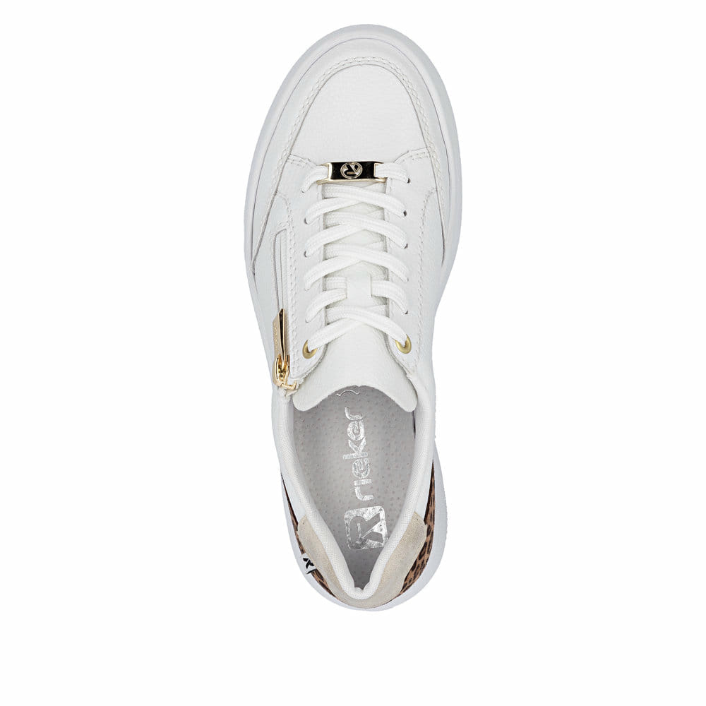 Weiße Rieker Damen Sneaker Low M1900-80 aus Glattleder. Schuh von oben.