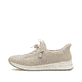 Beige Rieker Damen Slipper N1455-62 mit easy Hineinschlüpf-Möglichkeit. Schuh Außenseite.