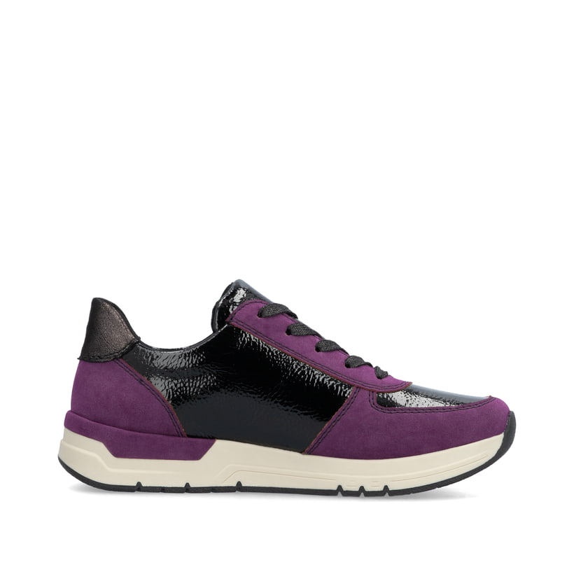 Baskets basses Rieker violette pour femme 58902-30 avec fermeture éclair. Intérieur de la chaussure.