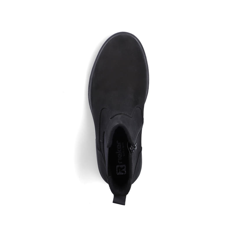Chelsea Boots Rieker noires pour homme F7051-00 en cuir suédé. Semelle extérieure de la chaussure.