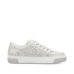 Beige Rieker Damen Sneaker Low L8849-60 in Löcheroptik mit einer Schnürung. Schuh Innenseite.