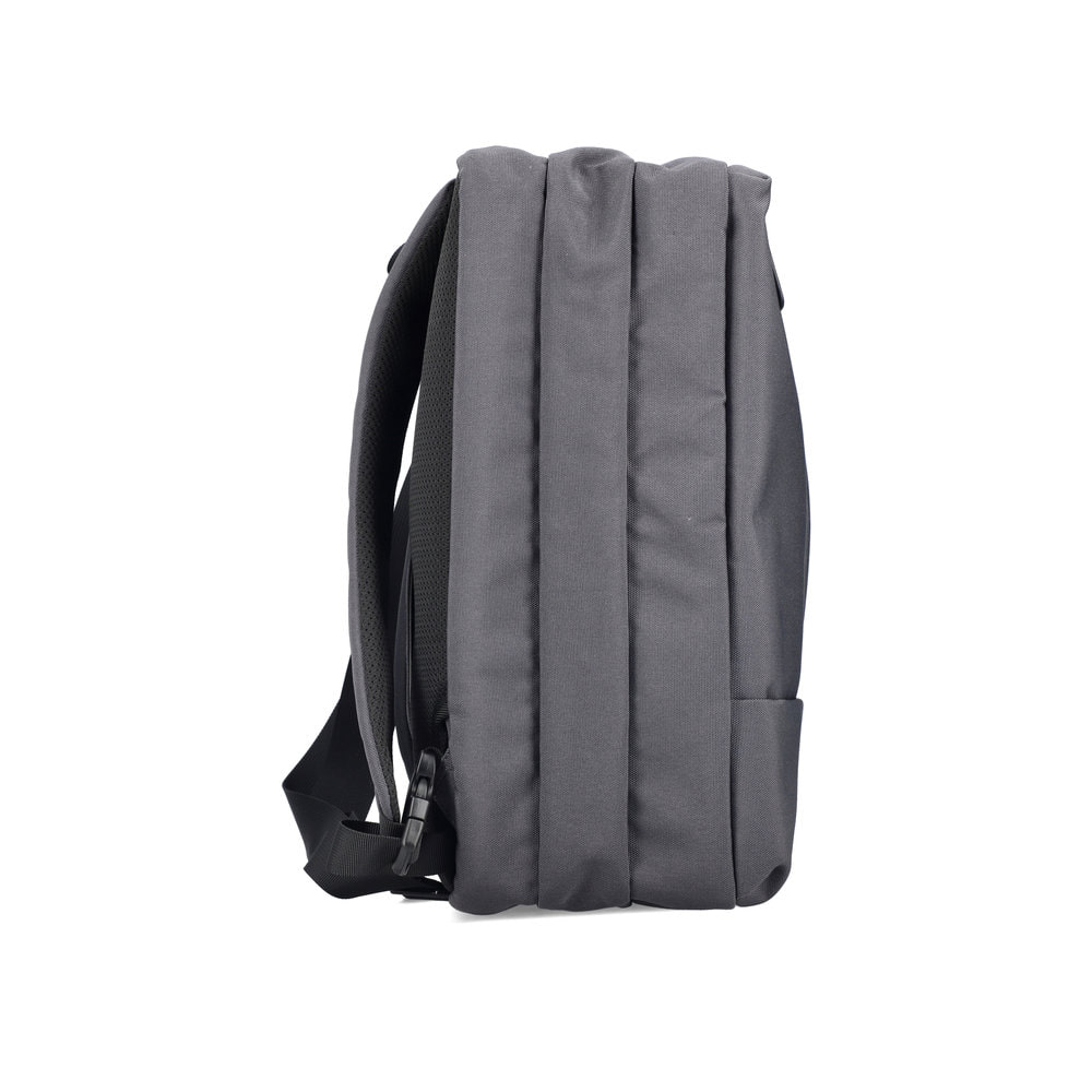 Sac pour ordinateur portable  H5200-43 en gris avec fermeture éclair, compartiment rembourré pour ordinateur portable et bretelles amovibles. Côté droit.