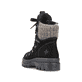 Schwarze Rieker Damen Schnürstiefel X8200-00 aus Rauleder mit Flip-Grip Sohle. Schuh von hinten.