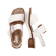 Beige Rieker Riemchensandaletten 62663-60 mit trendigen Schnalle. Schuh von oben, liegend.