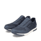 
Ozeanblaue Rieker Herren Slipper B2052-14 mit Elastikeinsatz sowie einer Profilsohle. Schuhpaar schräg.