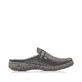 Schwarze Rieker Damen Clogs 46393-00 mit Gummizug sowie extra weicher Decksohle. Schuh Innenseite.