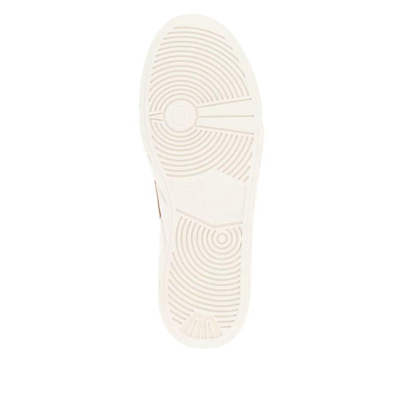Braune Rieker Damen Sneaker Low W0502-24 mit einer ultraleichten Plateausohle. Schuh Laufsohle.