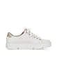 Weiße Rieker Damen Sneaker Low N5932-80 mit einem Reißverschluss. Schuh Innenseite.