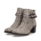Beige-schwarze Rieker Damen Stiefeletten Y2066-64 mit Deko-Kette. Schuhpaar seitlich schräg.