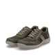 Grüne Rieker Herren Schnürschuhe 03500-54 mit Reißverschluss sowie Extraweite H. Schuhpaar seitlich schräg.