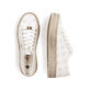 Schwanenweiße Rieker Damen Schnürschuhe 94005-80 mit goldenen Ösen. Schuh von oben, liegend.