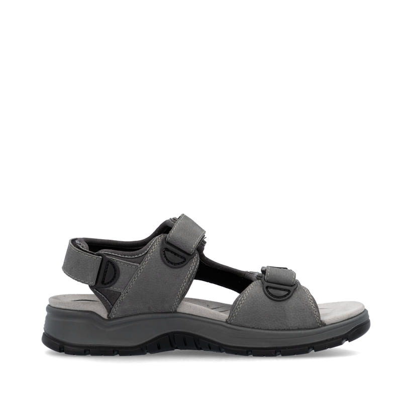 Graue Rieker Herren Trekkingsandalen 26951-40 mit einem Klettverschluss. Schuh Innenseite.