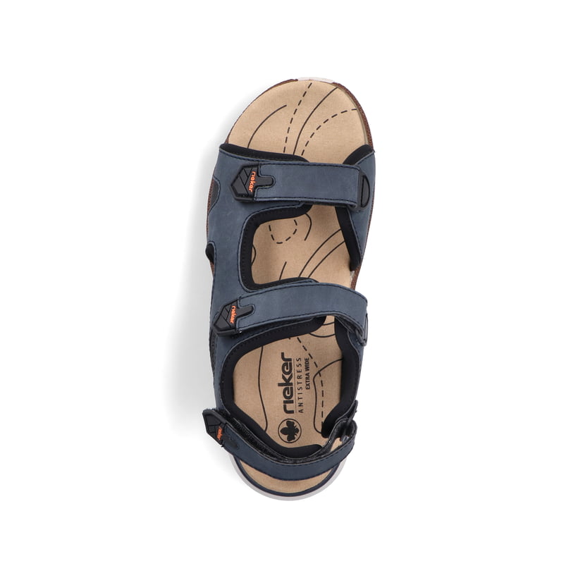 Blaue Rieker Herren Trekkingsandalen 29151-14 mit Rieker Air Sohlenfenster. Schuh von oben.