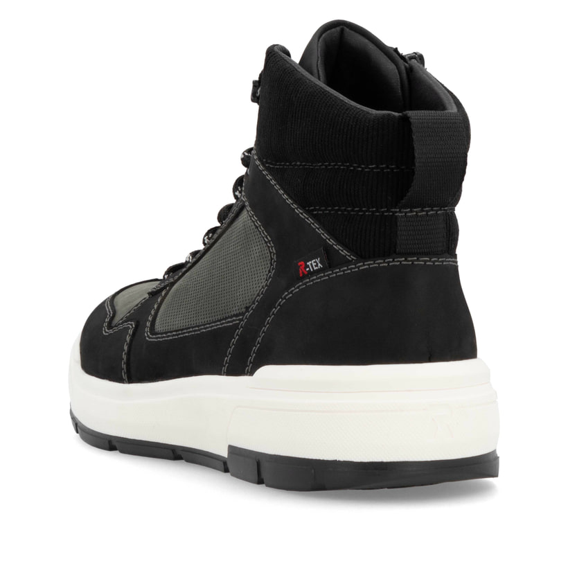 Baskets montantes Rieker noires homme U0073-00 avec membrane RiekerTEX. Chaussure vue de l'arrière.