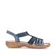 Blaue Rieker Damen Riemchensandalen 628G9-16 mit Schmuckelementen sowie Gummizug. Schuh Innenseite.