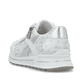 Weiße Rieker Damen Sneaker Low N1403-80 mit Reißverschluss sowie Extraweite H. Schuh von hinten.