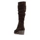 Dunkelbraune Rieker Damen Hochschaftstiefel 73159-25 aus Rauleder. Schuh von hinten.