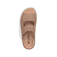 Champagnerfarbene Rieker Herren Pantoletten 25594-25 mit einem Klettverschluss. Schuh von oben.