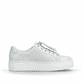 Silberne Rieker Damen Sneaker Low N4960-90 mit dekorativer Prägung. Schuh Innenseite.