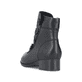 Bottines Rieker noires femme 78659-00 en cuir lisse avec fermeture éclair. Chaussure vue de l'arrière.