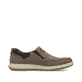 Braune Rieker Herren Slipper 17368-25 mit einem Gummizug sowie der Extraweite H. Schuh Innenseite.