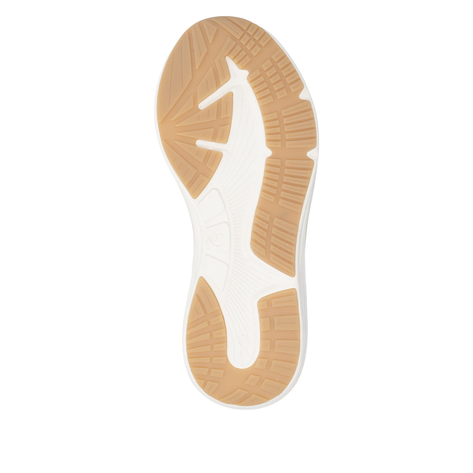 Weisse Rieker Sport Damen Sneaker Low W4101-80. Schuh Laufsohle.