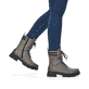 Asphaltschwarze Rieker Damen Hochschaftstiefel Y4760-00 mit einer leichten Sohle. Schuh Innenseite