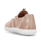 Rosane vegane Rieker Damen Slipper 52854-31, Barfußschuhe mit einem Gummizug. Schuh von hinten.