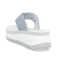 Blaue vegane Rieker Damen Zehentrenner W3054-14 mit leichter und griffiger Sohle. Schuh von hinten.