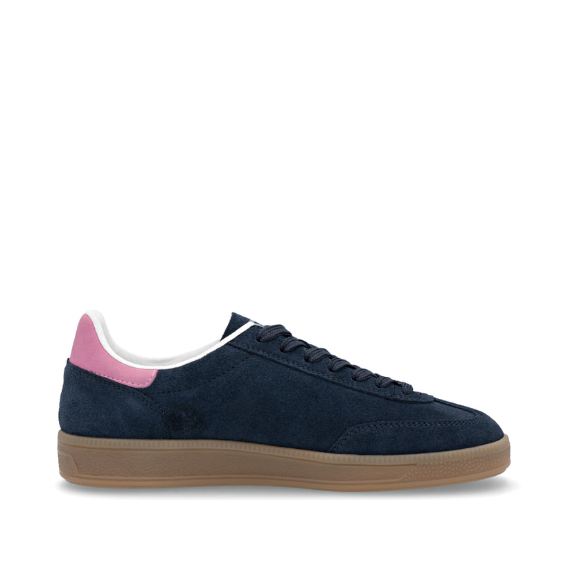 Blaue Rieker Damen Sneaker Low W2200-15 mit Schnürung sowie abriebfester Sohle. Schuh Innenseite.