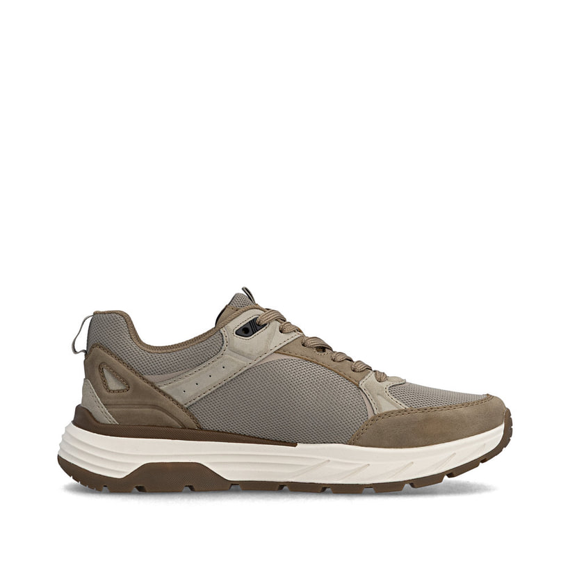 Baskets basses Rieker beiges pour homme 06101-64 avec lacets. Côté intérieur de la chaussure.