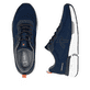 Dunkelblaue Rieker Herren Sneaker Low U1404-14 mit einer Schnürung. Schuh von oben, liegend.
