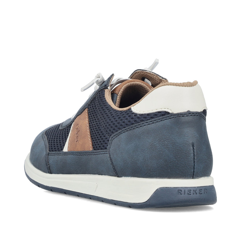 Blaue Rieker Herren Slipper 11960-14 mit einem Gummizug sowie der Komfortweite G. Schuh von hinten.