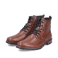 Braune Rieker Herren Schnürstiefel 14631-25 mit wasserabweisender TEX-Membran. Schuhpaar seitlich schräg.