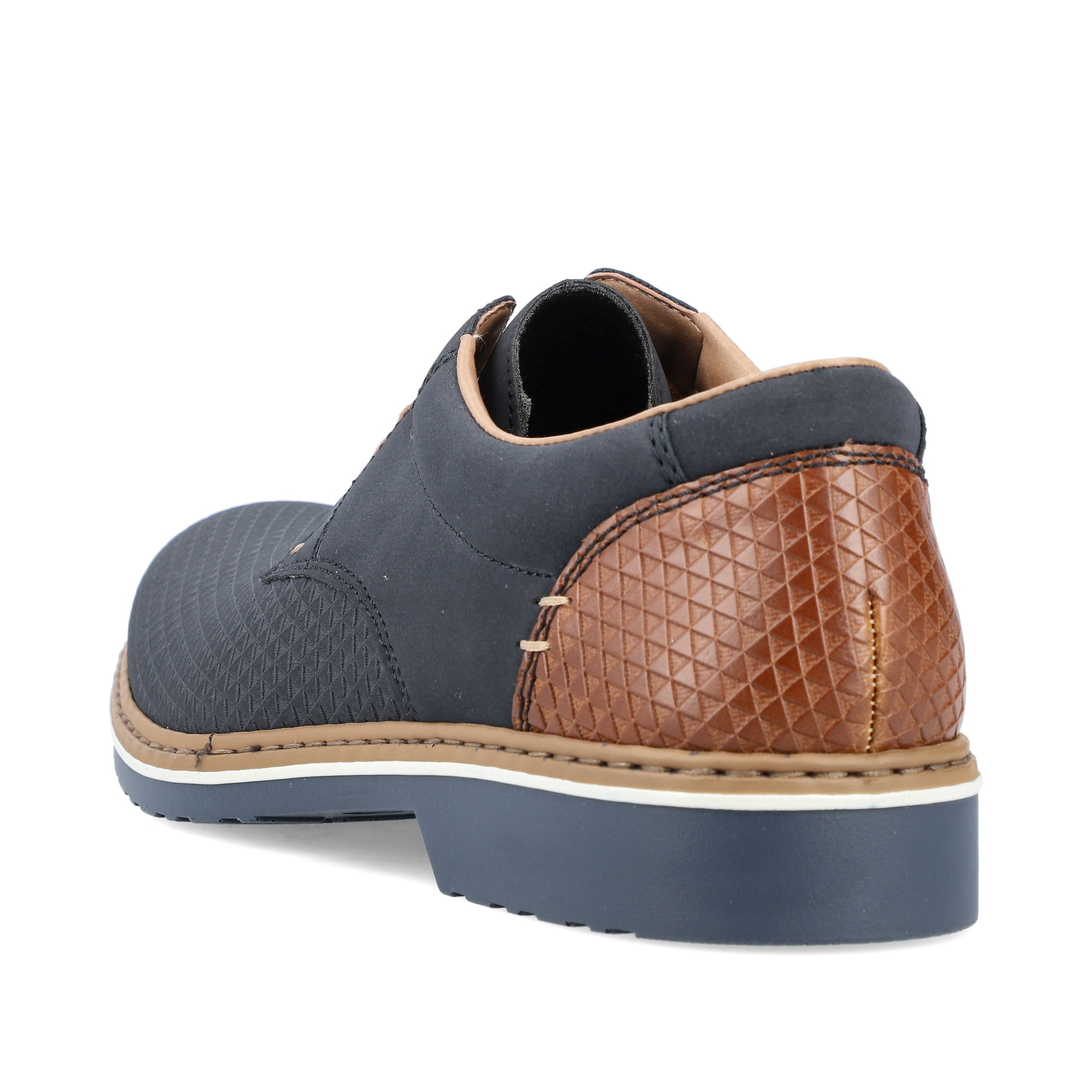 Blaue Rieker Herren Schnürschuhe 16504-16 mit der Extraweite H. Schuh von hinten.