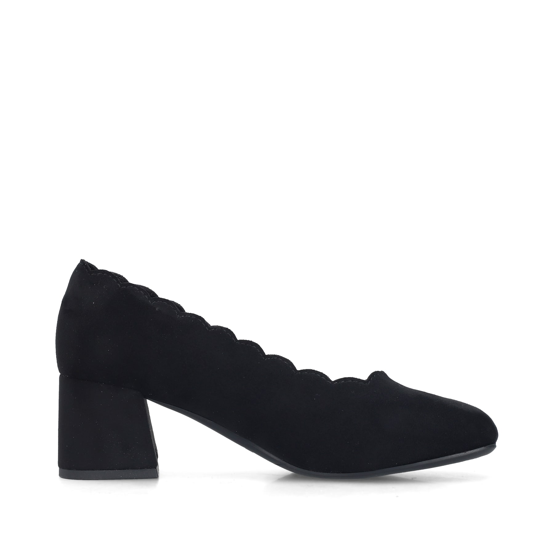 Schwarze Rieker Pumps 44767-00 mit einer griffigen Sohle. Schuh Innenseite.