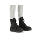 
Nachtschwarze Rieker Damen Schnürstiefel Y9331-00 mit einer leichten Profilsohle. Schuh am Fuß
