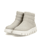 Beige Rieker Damen Kurzstiefel W2070-62 aus Glattleder mit einem Reißverschluss. Schuhpaar seitlich schräg.