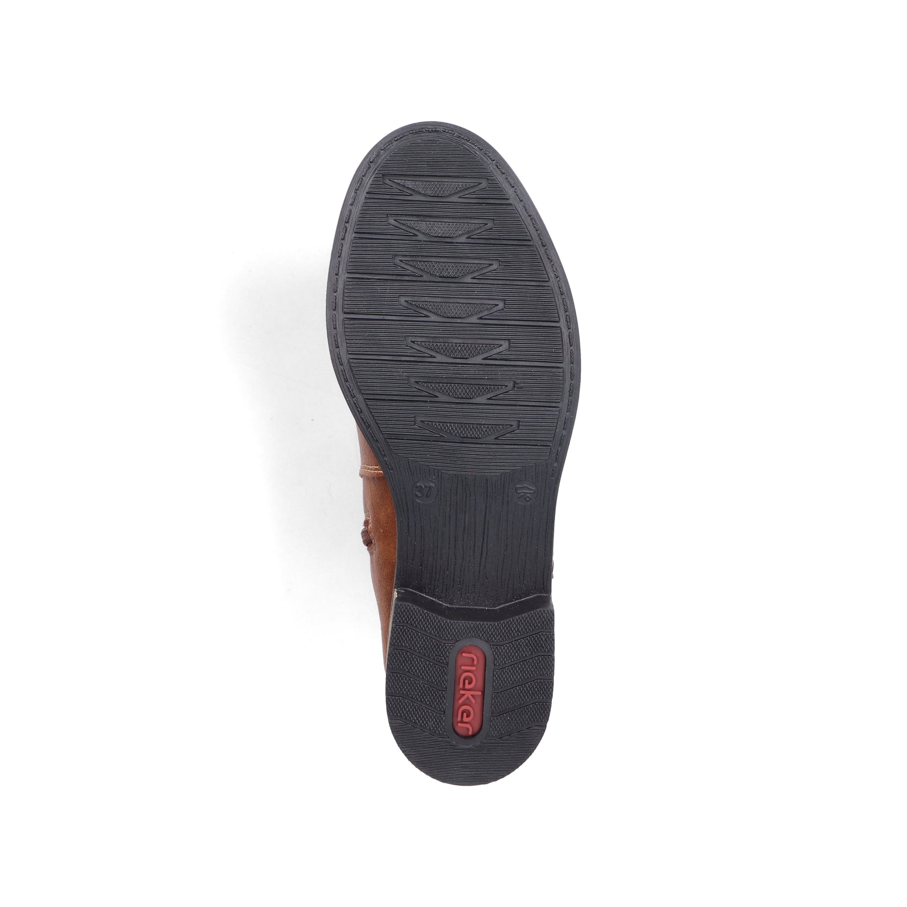 Zimtfarbene Rieker Damen Chelsea Boots 72254-24 mit einem Reißverschluss. Schuh Laufsohle.