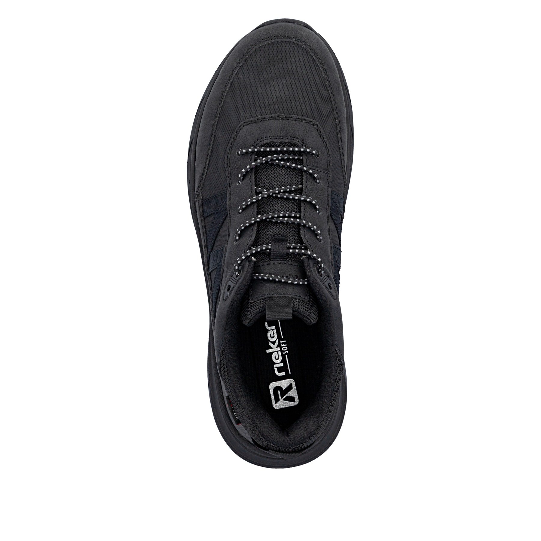 Mocassins Rieker noirs hommes 06155-00 avec membrane RiekerTEX hydrofuge. Chaussure vue de dessus.