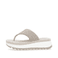 Beige vegane Rieker Damen Zehentrenner W3054-60 mit griffiger und leichter Sohle. Schuh Außenseite.